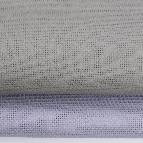 KCS 2 pc of 15" x 18"(38cmx45cm) 16 Count Cross Stitch Cotton Aida Cloth Needlework Fabric Box (Light Steel Grey+Medium Grey,16CT) - color: Light Steel Grey+medium Grey, size: 16CT