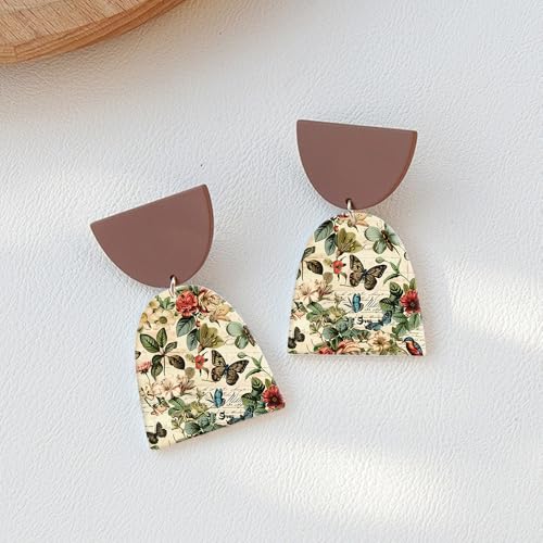 Briartw 10 Sheets Polymer Clay Transfer Paper - Vintage Botanical Pattern - Per Sheet 5.82 x 3.93 inch - Water-Soluble Transfer Sheets Disposable Stickers for DIY Clay Jewelry Earrings Making