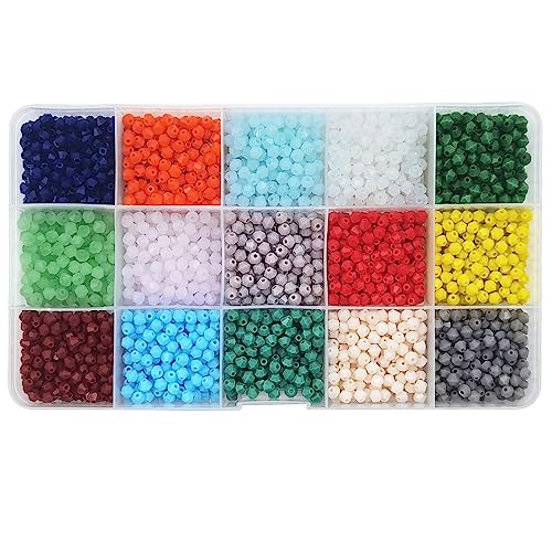 INSPIRELLE 2400pcs 4mm Bicone Beads Faceted Crystal Glass Briolette Beads - color: Opaque Colors