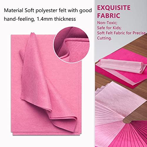 Jtnohx Soft Felt Sheets Felt Fabric for Crafts 4 Colors 40Pcs Pink Series - color: Pink Series