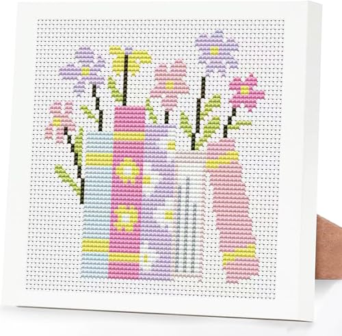 Book Flower Stamped Cross Stitch Kits for Adults Beginners with Frame - color: Book Flowers Cross Stitch with Frame