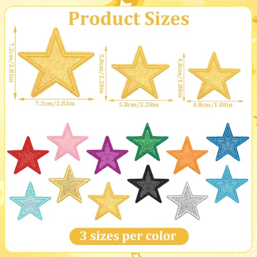 AUGSUN 36pcs Glitter Star Iron on Patches for Clothing - style: Glitter Star