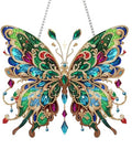 STGLCR DIY Hanging Diamond Art Pendant Painting Kit Colourful Butterfly, Special Crystal Gem Craft Painting Kit Ornament Double Sided Diamond Art Suncatcher Window Hanging Ornament 7.8inch - color: Green Butterfly