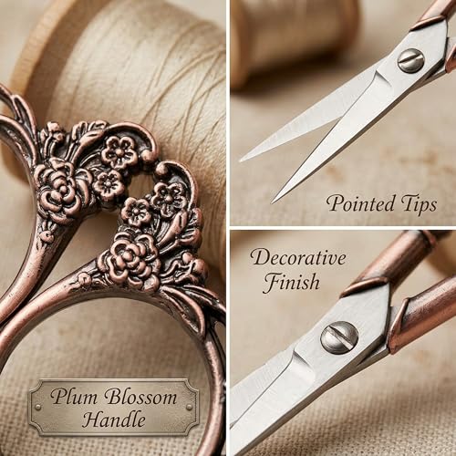 BIHRTC Vintage European Style Scissors for Embroidery, Sewing, Craft, Art