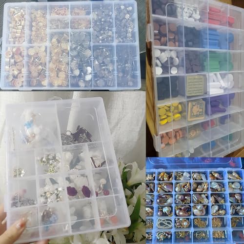 Xiaoyztan Bead Organizer Box 18 Grids Tackle Box 7.9x5.7x1.1in for Beads - size: 7.9x5.7x1.1 in