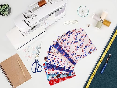 Craftido -25 Options- 100% Cotton Quilting Fabric Bundles 10pcs Fat Quarters 18”x21”-Medium Weight 5.2 oz- Soft Cotton for Quilting, Sewing Project, Patchwork, DIY Crafts – American Style - color: American Style