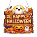 Eiflow Acrylic Diamond Art Hanging Kit for Adults, DIY Diamonds Painting Door Hanger Board Kit, Special Crystal Diamond Art Painting Pendant Ornament (Halloween Sign) - color: Halloween Sign