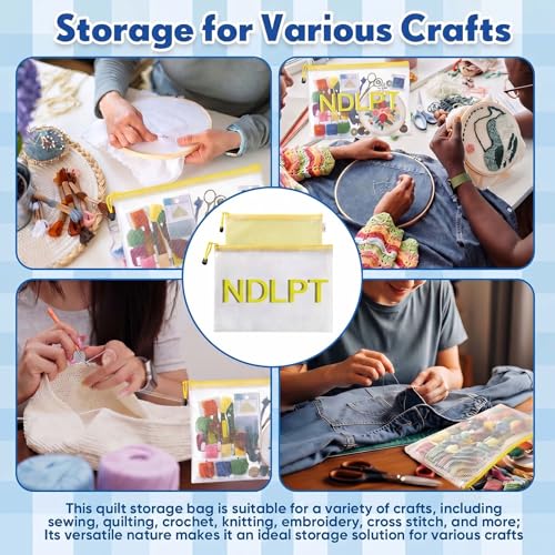 Sabary 2 Pcs Needlepoint Project Bag Clear Mesh Zipper Organizer, Yellow - color: Yellow