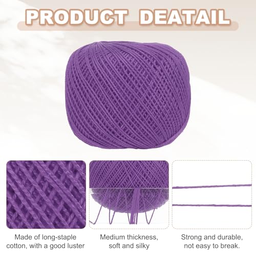 MECCANIXITY Crochet Thread Pearl Cotton Size 3 Purple 3 Rolls 164 Yards for Crocheting Tatting Knitting Embroidery Sewing - color: Purple