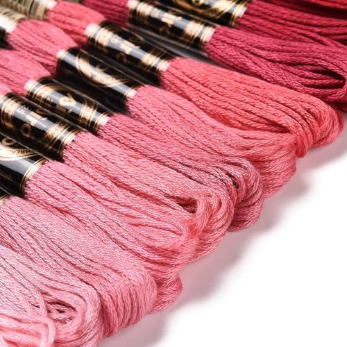 12 Skeins Red Cross Stitch Threads 0.5mm Embroidery Floss 6 Ply Polyester Friendship Bracelets Floss Crafts Floss 12 Color 8.75 Yards(8m)/Skein - color: 12 Skeins, Red