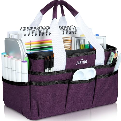 JJRING Craft Organizer Tote Bag Art Storage Caddy Deep Purple - color: Deep Purple, size: Small
