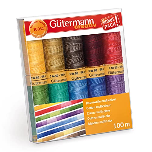 Gutermann 731149-1 Thread Set Natural Cotton 100m x 10 reels Multicolor, Assorted - color: Assorted