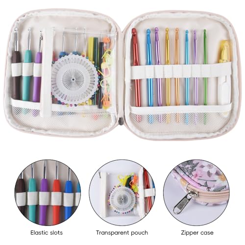 Crochet Hook Case,Portable Zipper Storage Organizer Bag for Crochet Hooks, Knitting Needles, Project & Sewing Supplies, Lightweight,Easy to Hold (No Accessories Included).Purple Lily - color: purple lily