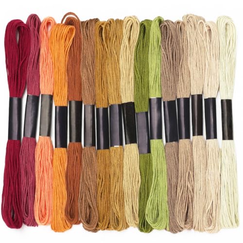 Embroidery Floss 16 Skeins 8.7 Yard Autumn Colors Friendship Bracelet String Cross Stitch Threads for Jewelry Making Bracelet Stitching Thread Floss Bracelets Making Yarn - color: Autumn Colors