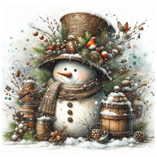 Fotasmua Christmas Stamped Cross Stitch Kit for Adult, Snowman Christmas Cross Stitch Kits, 11CT Needlepoint Counted Cross Stitch Embroidery Kit for Beginners Crafts for Home Wall Decor 14x14 Inch - color: SZXY008-US