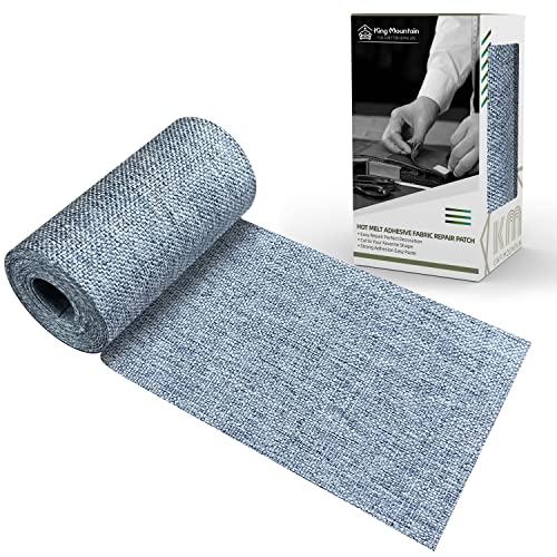 King Mountain Premium Linen Fabric Iron-on Repair Patch, 3"x60" (Blue Grey) - color: Blue Grey, size: Linen-3"x60"