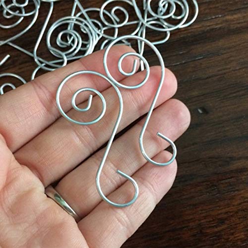 Swirl Hooks - Silver Decorative Ornament Hangers, Metal Wire Hanging Hooks, 40 ct