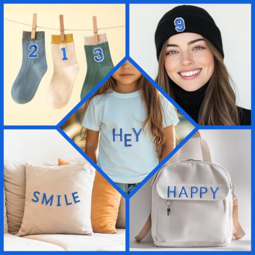 72 Pcs Iron On Letters & Numbers Patches for Tote Bags Hats Clothing Blue - color: Blue, size: Letters & Numbers