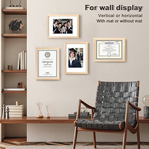 KINLINK A4 Picture Frame, Natural Solid Wood Frame with Acrylic Plexiglass for Pictures A5 with Mat or A4 without Mat, Tabletop and Wall Mounting Display Photo Frame 1 Pack - color: Natural, size: A4