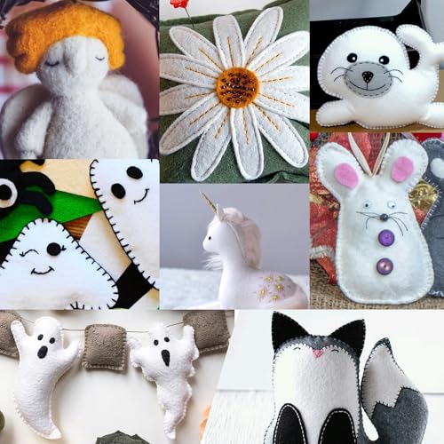 XSEINO 13 Rolls White Felt Fabric,8"x35"(20.5x90cm) 1.4mm Thick Soft Felt Fabric Sheet for Crafts,White Series Colors Soft Nonwoven Fabric,Fit for Decoration, Sewing, DIY Crafts - color: White