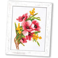 Povitrulya Flower Embroidery Kit 'Bouquet with Mimosa' - DIY Cross Stitch Set for Engagement, Graduation, Mother's Day Gift - color: Bouquet with Mimosa