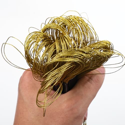 12 Skeins Gold Embroidery Thread Metallic Embroidery Floss Polyester Cross Stitch Thread Friendship Bracelet String Gold Sewing Craft Yarn Art Supplies for Hand Embroidery(8M/Skeins)