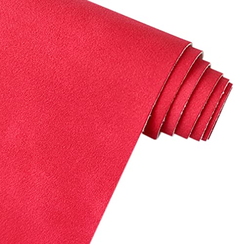 Red Soft Faux Suede Fabric 30x135cm Synthetic Faux Leather Frosted Leatherette for Sewing Crafts Bows Jewelry Making - color: Red