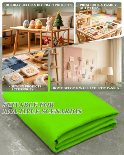 Apple Green Felt Fabric 36" X 36" 1.6mm Thick Soft Square Felt Sheet - color: Apple Green