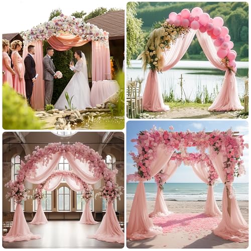 Wedding Arch Draping Fabric 1 Panel Blush Sheer Backdrop Drapes - color: Blush, size: 1 Panel