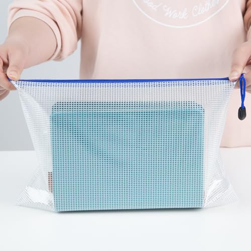 Koogel 5PCS Mesh Zipper Pouch Bags, A4, Waterproof File Folders, 5 Colors