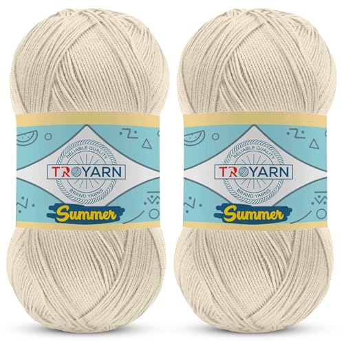 105001 Cream Crochet & Knitting Yarn - 2 Skeins (2x383 Yds) - 100% Microfiber Acrylic - color: 105001 - Cream, size: 2 Skein