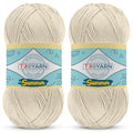 105001 Cream Crochet & Knitting Yarn - 2 Skeins (2x383 Yds) - 100% Microfiber Acrylic - color: 105001 - Cream, size: 2 Skein