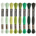 8 Skeins Cotton Embroidery Floss, 8.75yds for Hand Embroidery（Green Mix） - color: Green Mix
