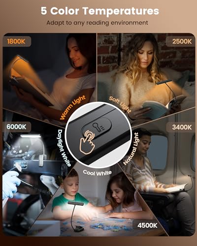 Glocusent 26 LED Reading Lights for Books in Bed, Ideal Gifts for Reader - color: Black