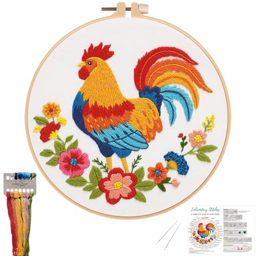 Nuberlic Embroidery Kit for Beginners, Rooster Needlepoint kit - color: Rooster
