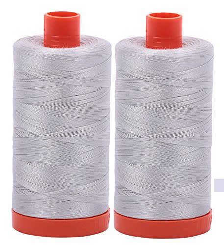 Aurifil Mako 50wt Thread 2 Large Spools (Aluminum (2615)) - color: 2-Pack - Aluminim 2615