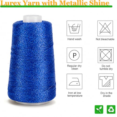 Metallic Crochet Thread, 80g Lurex Yarn for Charms(Dark Blue) - color: Dark Blue