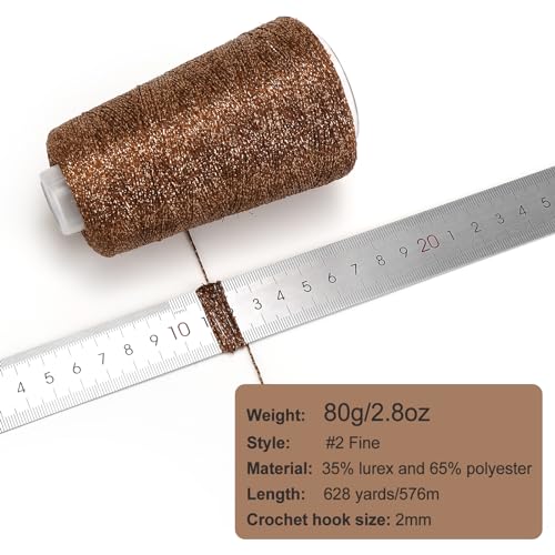 Metallic Crochet Thread, 80g Lurex Yarn for Charms(Bronze) - color: Bronze