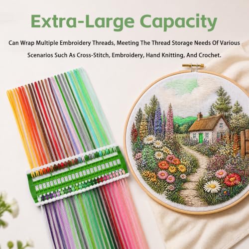 LOKUNN 50 Position Embroidery Floss Organizer, Thread Shelf with 15P Card - color: Green