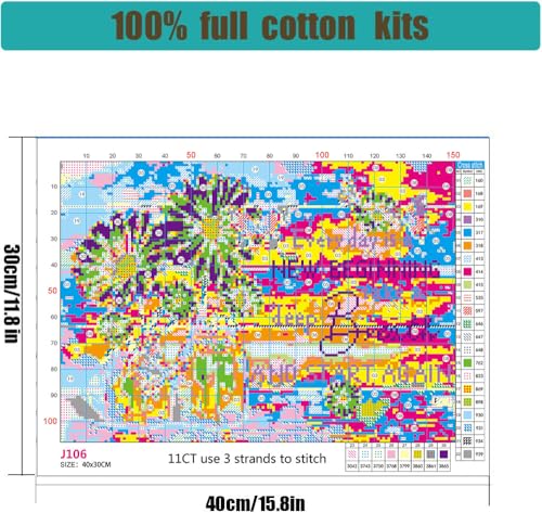 WUSARPLY Daisy Stamped Cross Stitch Kits for Beginners Adults - color: J106