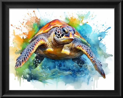 Leczany Cross Stitch Stamped Kit for Adults - Colored Turtle | DIY Embroidery Starter Patterns Craft Kit Needlepoint for Beginner | 11CT, 3 Strands | 16.5x13 inches - color: 11CT Stamped kits, Colored Turtle 16.5x13 inches