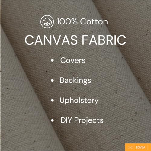 Eovea | Canvas Fabric | Cotton Duck | 100% Cotton | 10oz Heavy Weight | 60" Wide | Upholstery, Aprons, Cushion Covers, Drop Cloths, Backings (10oz, 1 Yard) - color: 10oz Natural, size: 1 Yard