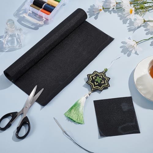 BENECREAT 14CT Plastic Cross Stitch Fabric, 39.3x11.8 Inch Black Cross Stitch Vinyl Aida Cloth for Craft Embroidery, Handmade Needlework, DIY Handicrafts, 1mm Thick - color: Black