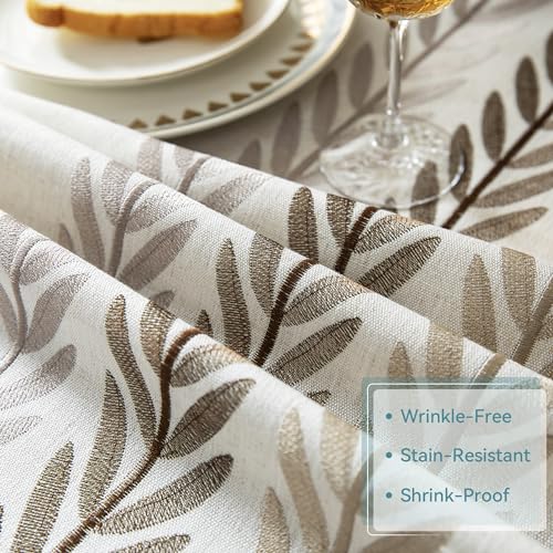 Oubonun Tablecloths for Rectangle Tables - color: Beige, Wine Leaf, size: 120" x 55" (Rectangular)