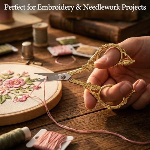 Therwen 4 Pcs Vintage European Embroidery Scissors