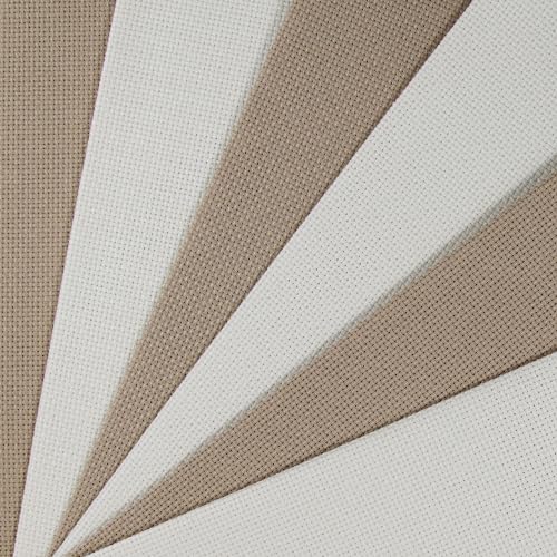 KCS 4/6 pc of 12" x 18" 30cmx45cm 16CT Counted Cotton Aida Cloth Cross Stitch Fabric (Cream+Khaki, 6 pc) - color: Cream+khaki, size: 6 pc