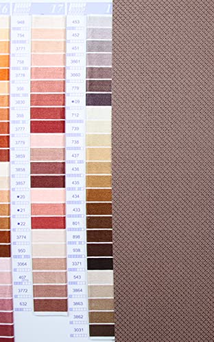 19" x 28" 14CT Counted Cotton Aida Cloth Cross Stitch Fabric (Brown) - color: Brown