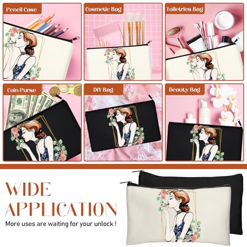 Legigo Blank Canvas Bags Zipper Pouch Makeup Bags Pencil Pouch Bulk - color: Beige+Black