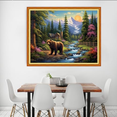 Dooxvey Cross Stitch Kits for Adults Beginners,Full Range of Cross-Stitch Stamped Kits Needlepoint Kits for Beginners Embroidery Kits 11CT Cross Stitch Patterns-Forest Bear 16x20 inch, Manual Arts 10 - color: Manual Arts 10