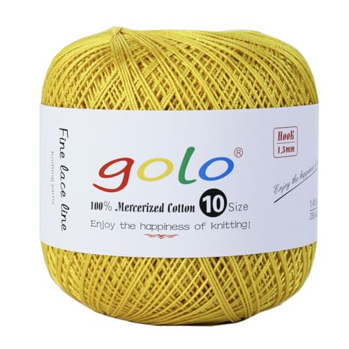 golo Crochet Thread Size10 Yarn for Hand Knitting Crochet Yarn Bright Yellow 273 - color: 273 Bright yellow
